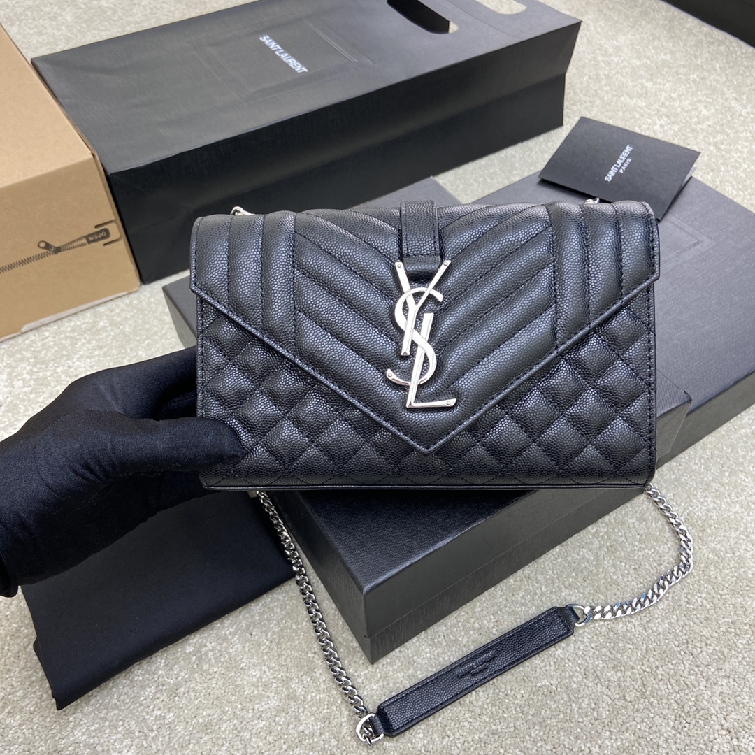 YSL New bags replica 526286/600915 Black Ballgown w/Silver Buckle